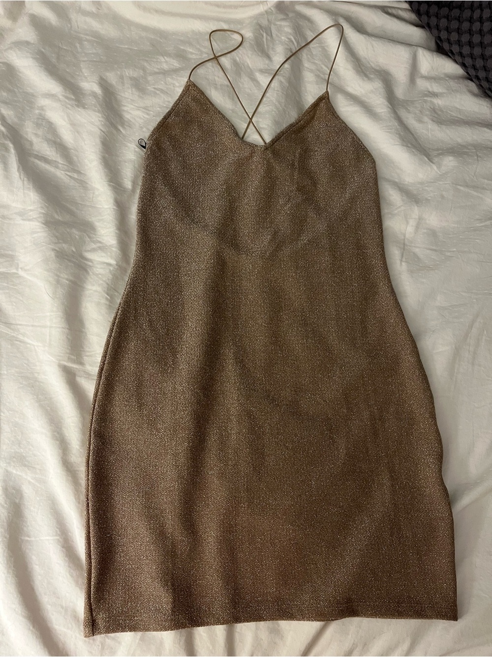 Strappy Metallic Brown Slip Dress